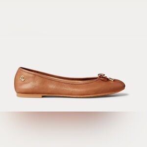 Lauren Ralph Lauren Jayna Bow Ballet Flats, saddle tan, 9.5 excellent condition